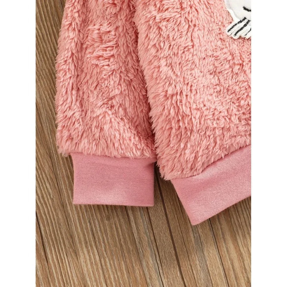 NWT SHEIN Baby‎ Cartoon Embroidery Pullover & Sweatpants Size 18-24M Color Pink